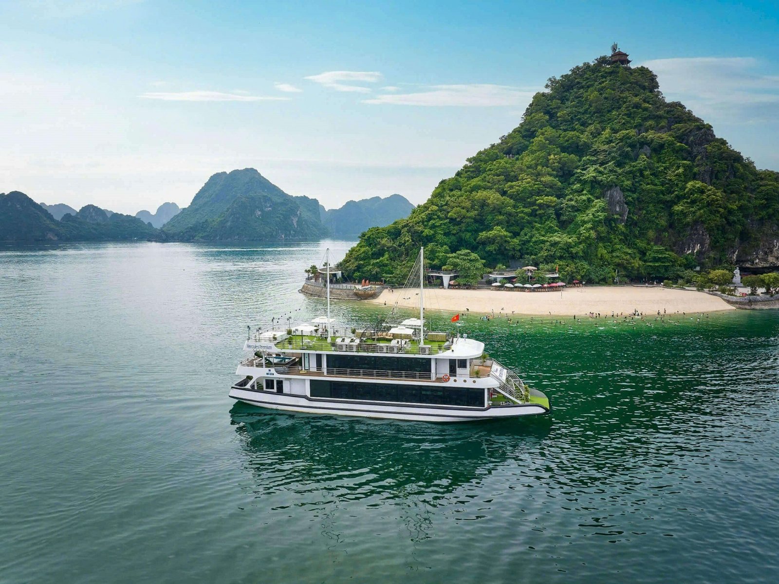Ha Long Bay limestone scenery viewed from Hercules Premium Cruise